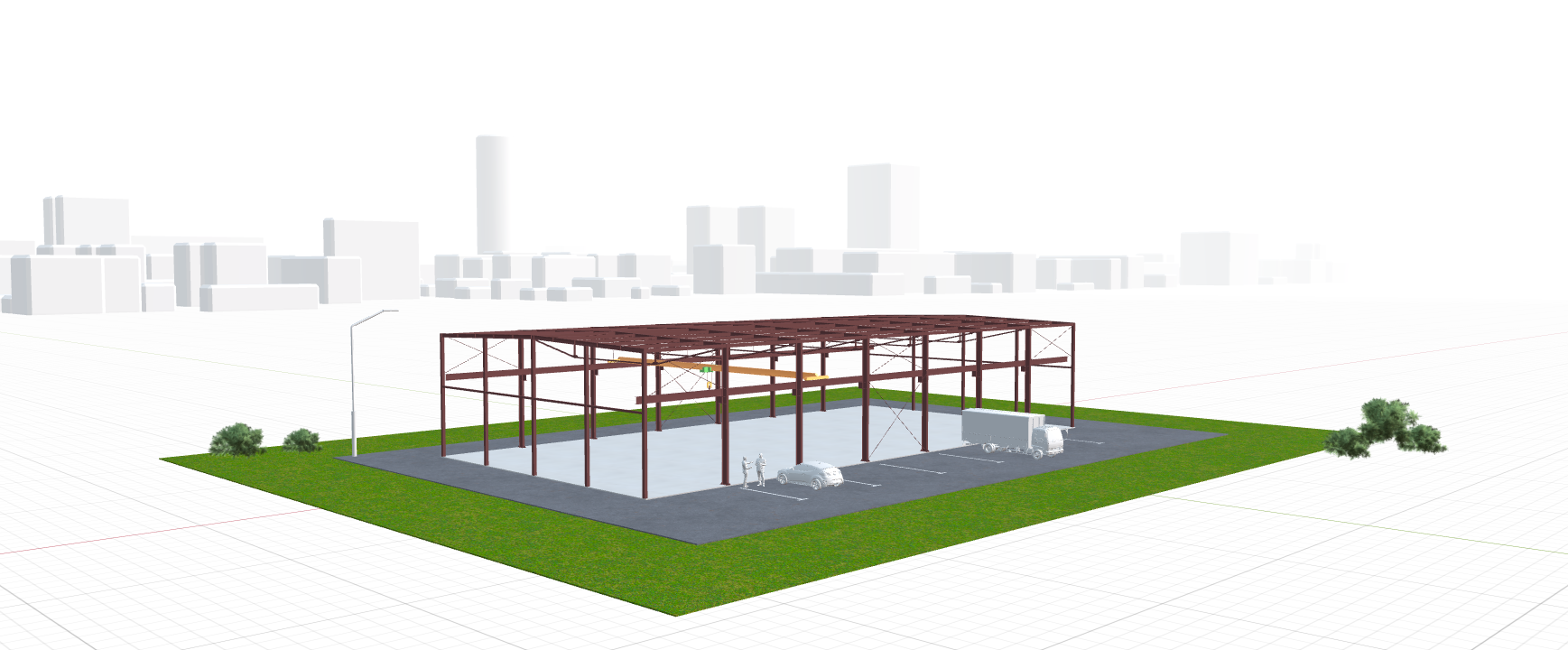 Каркас производственного здания с кран-балкой, 882 кв.м