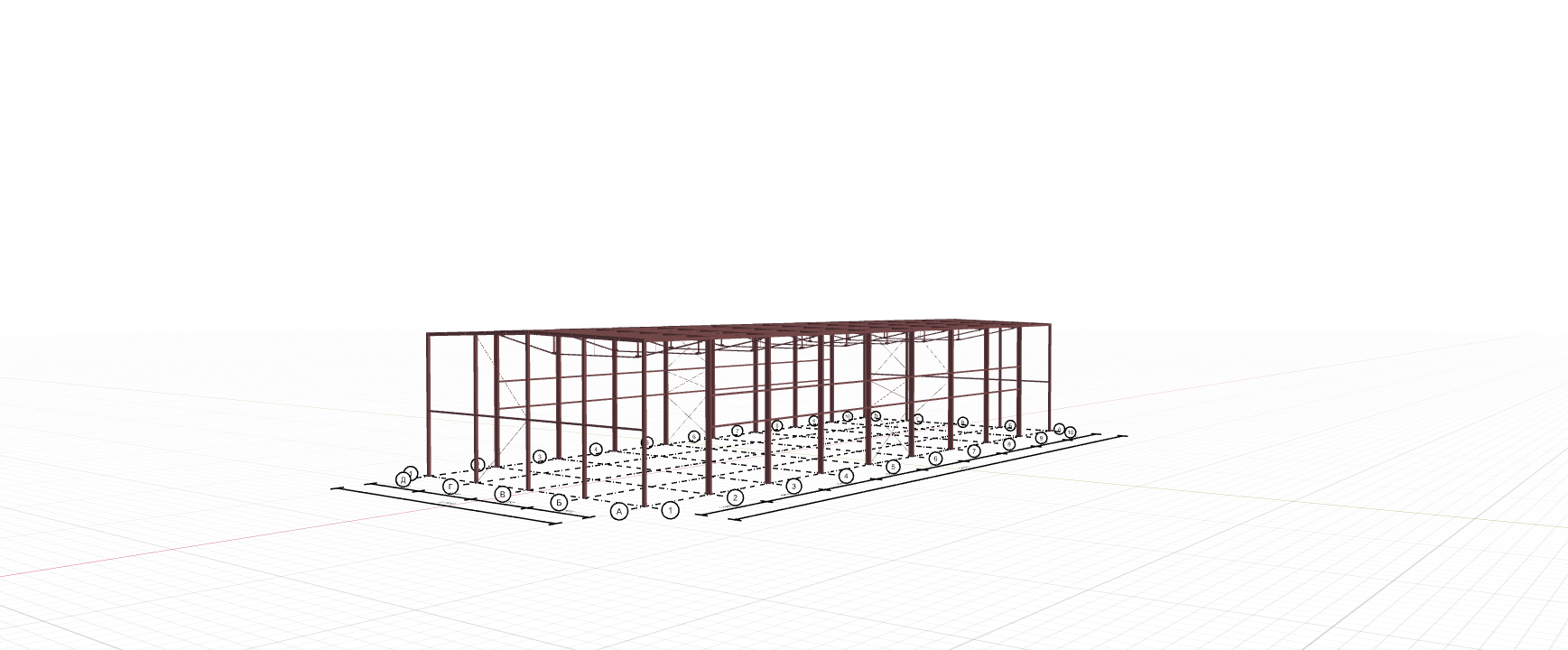 Каркас ангара для грузового транспорта, 1134 кв.м