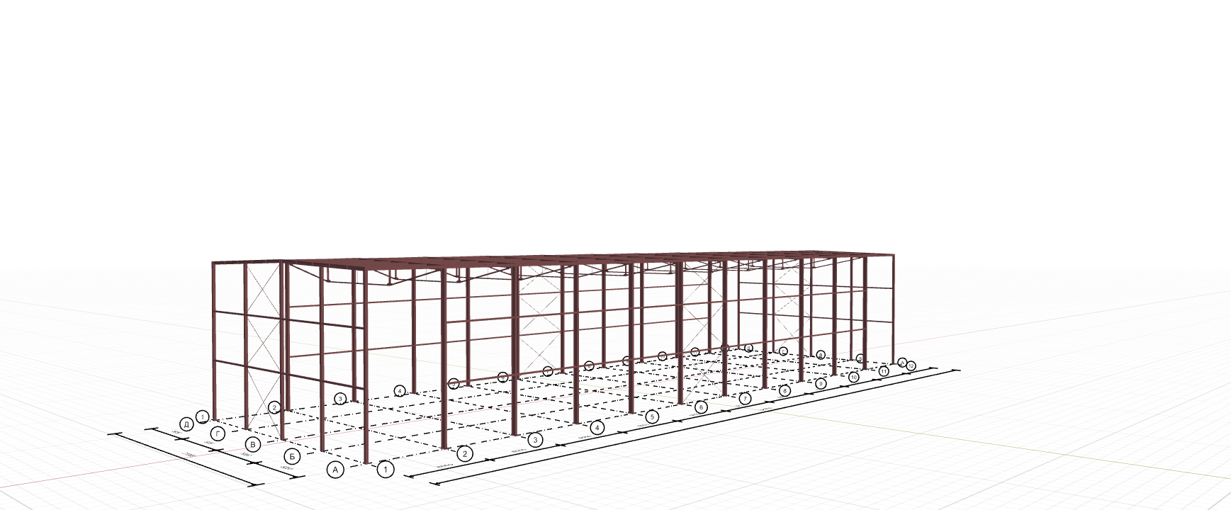 Каркас для автосалона, 1386 кв.м