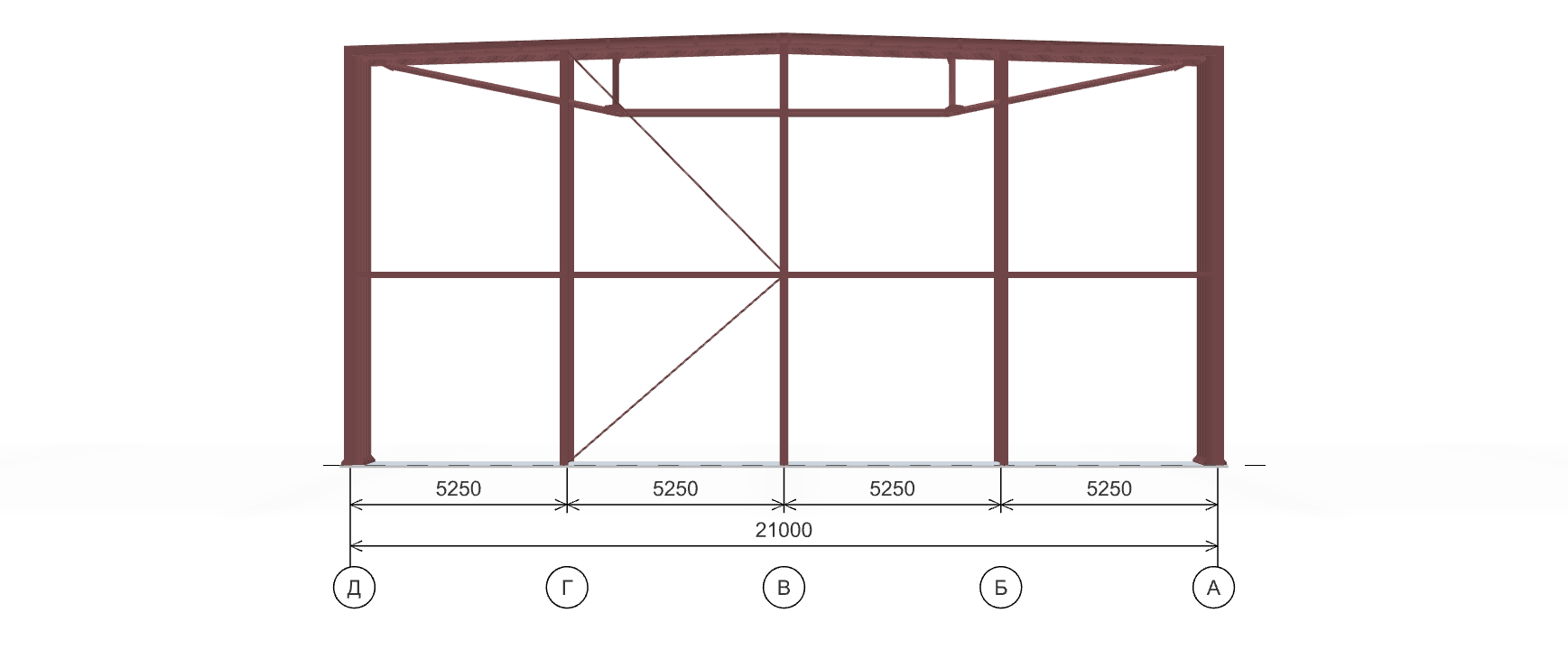 Каркас ангара для грузового транспорта, 1134 кв.м