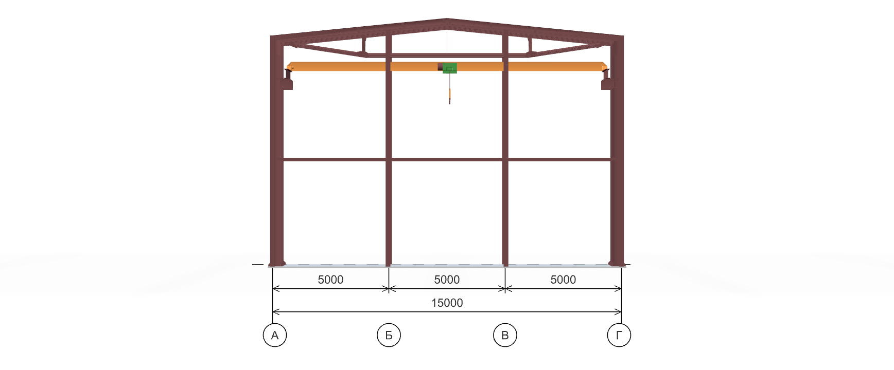 Каркас производственного здания с кран-балкой, 810 кв.м