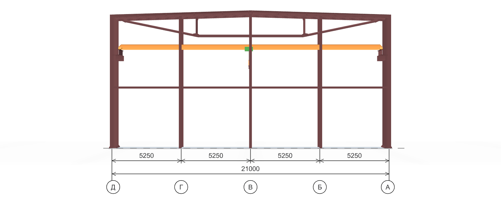 Каркас производственного здания с кран-балкой, 1134 кв.м