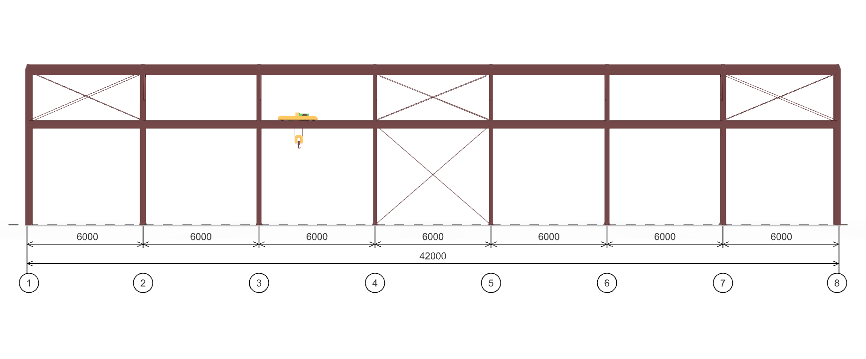 Каркас производственного здания с кран-балкой, 882 кв.м