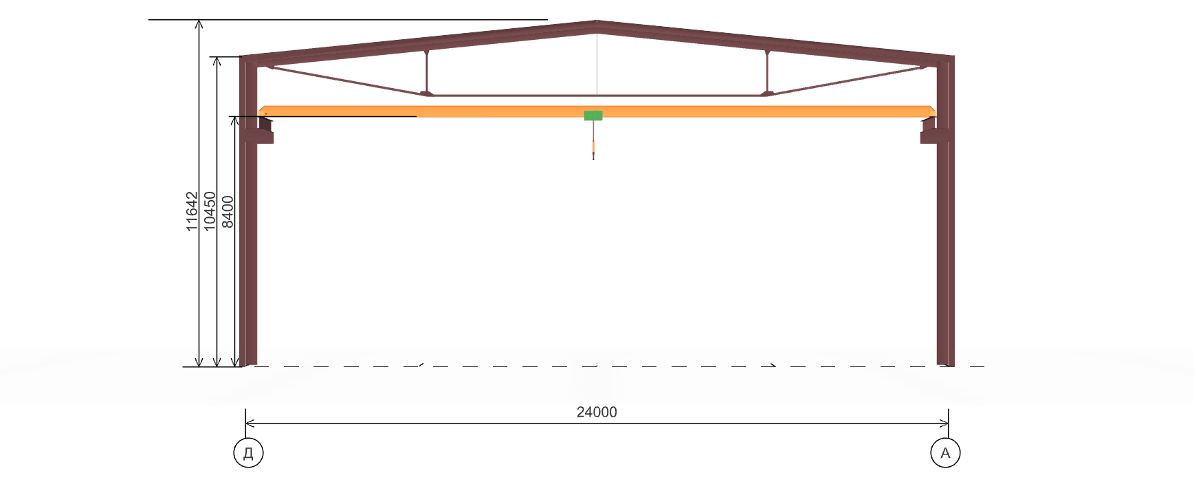 Производственное здание с кран-балкой, 1728 кв.м