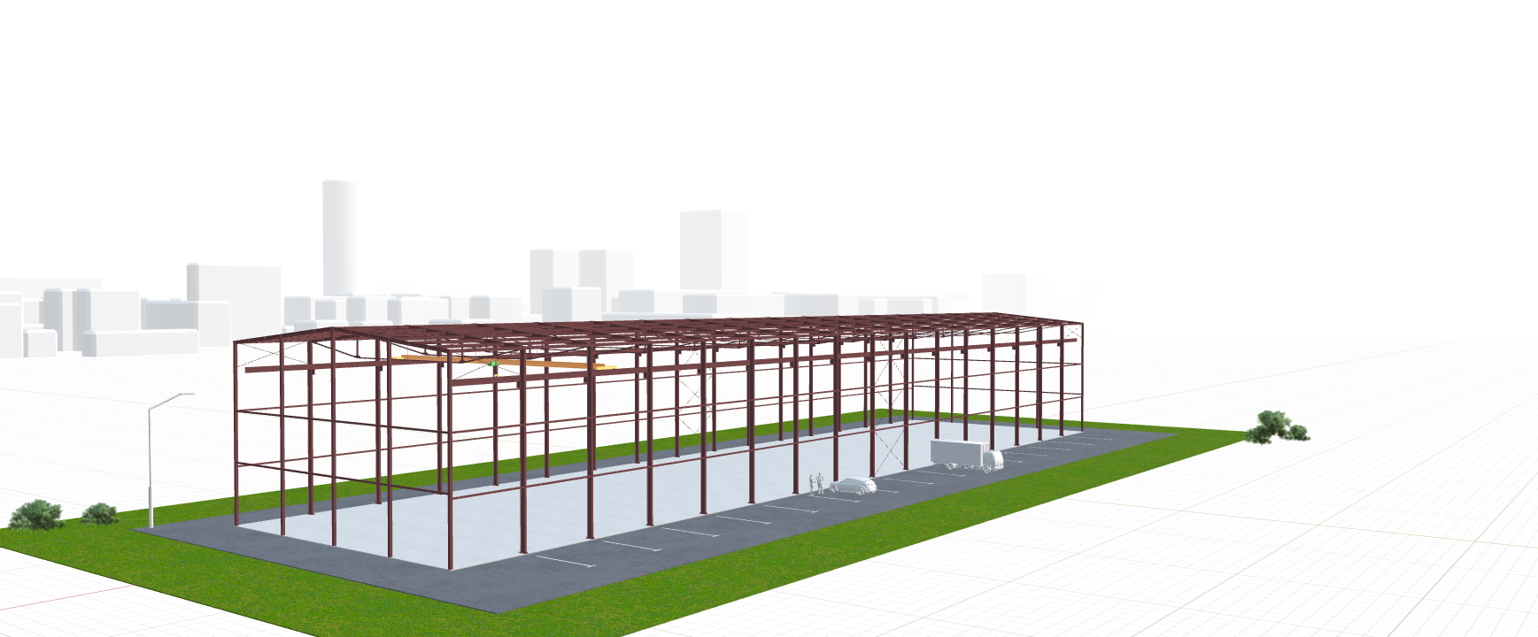 Каркас производственного цеха с кран-балкой, 2304 кв.м
