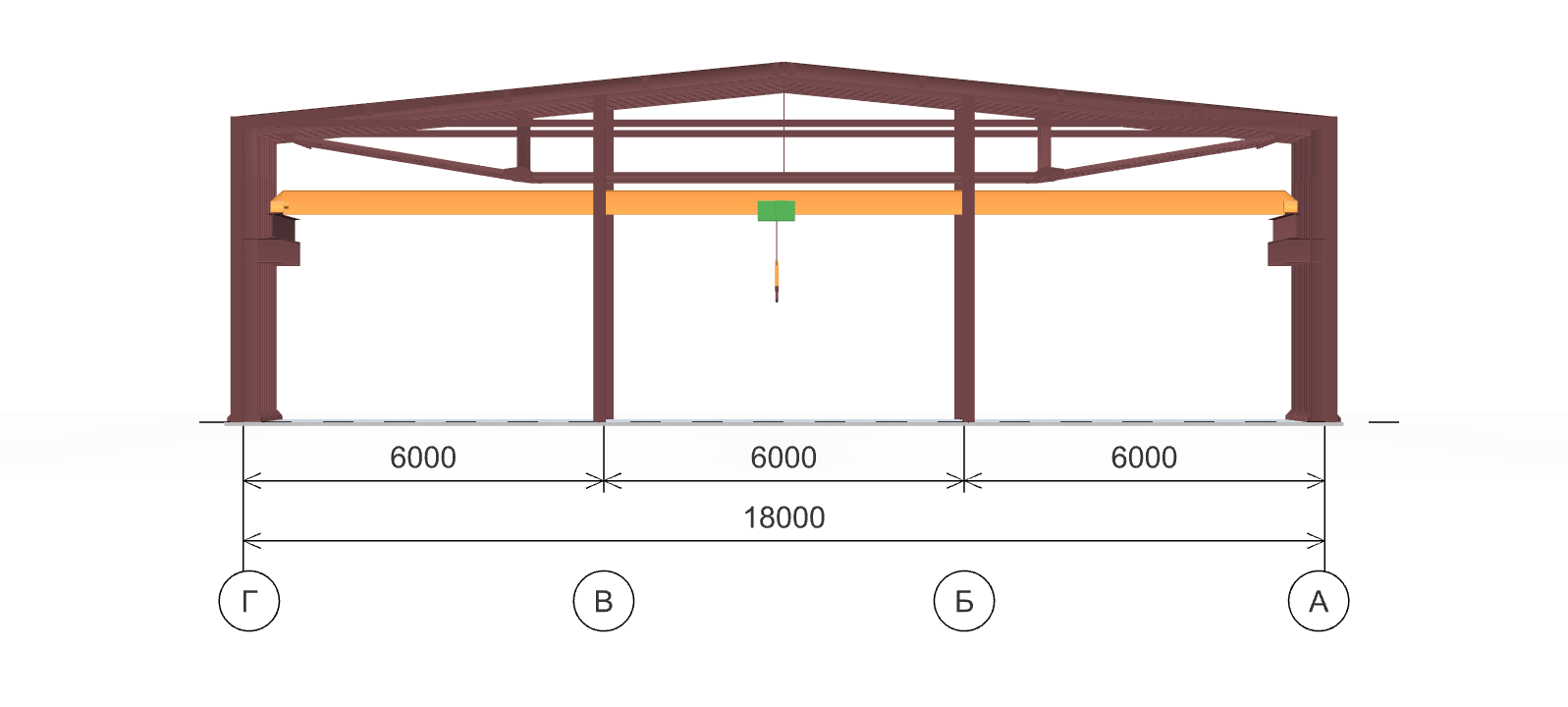 Каркас для производственного здания, 1080 кв.м