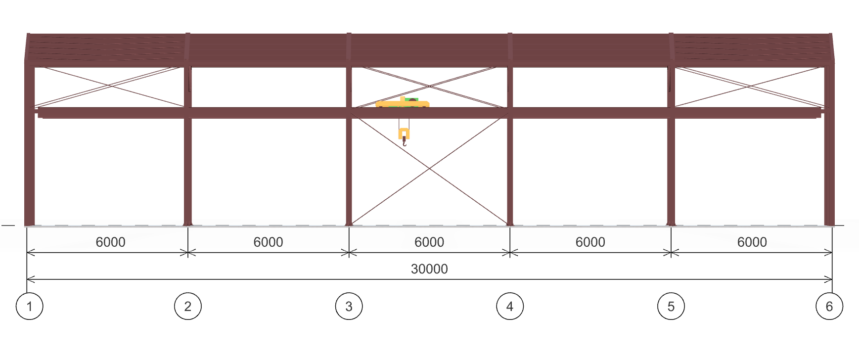 Каркас ангара с кран-балкой, 630 кв.м