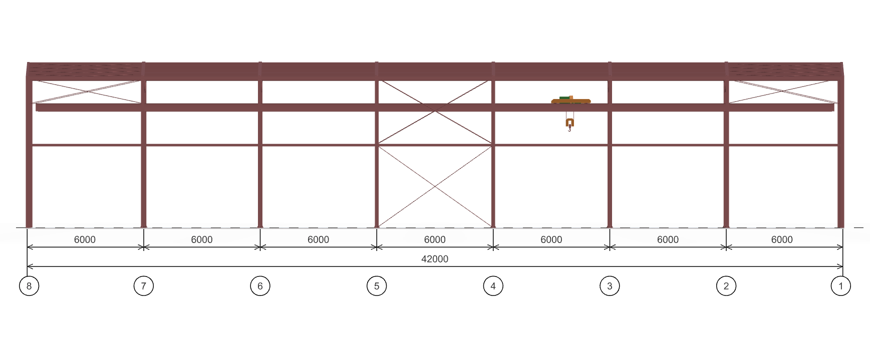 Каркас производственного цеха с кран-балкой, 630 кв.м
