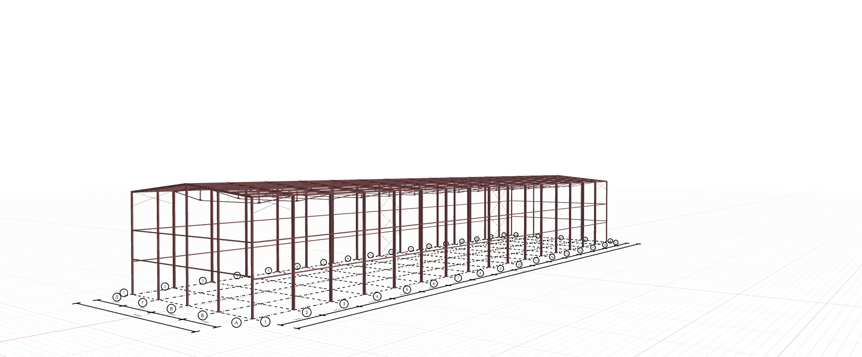 Каркас производственного цеха с кран-балкой, 2304 кв.м