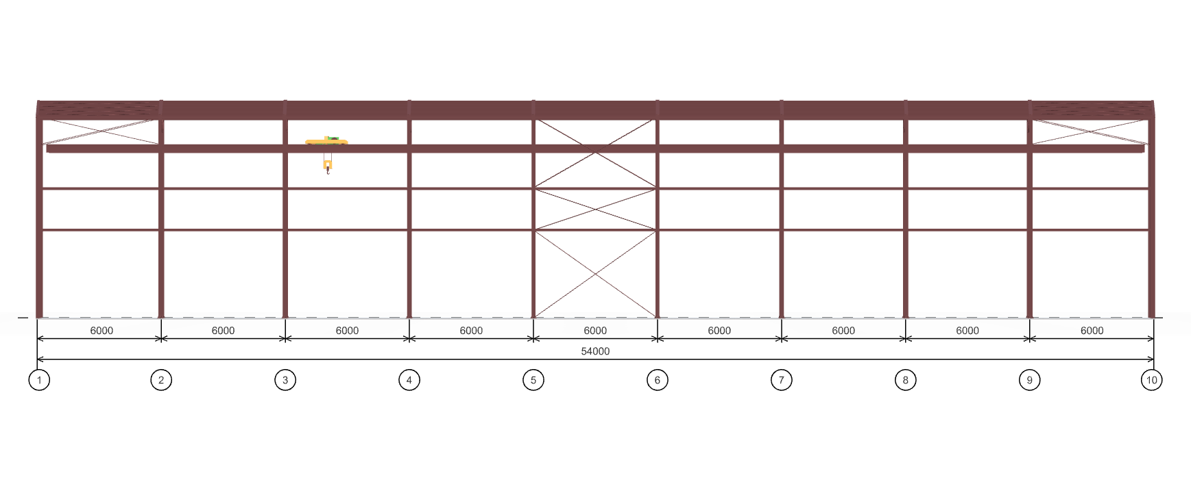 Каркас производственного здания с кран-балкой, 810 кв.м