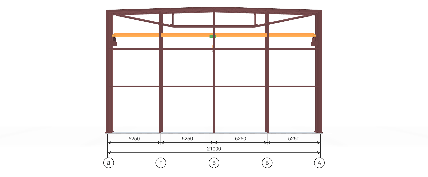 Каркас производственного цеха с кран-балкой, 1386 кв.м