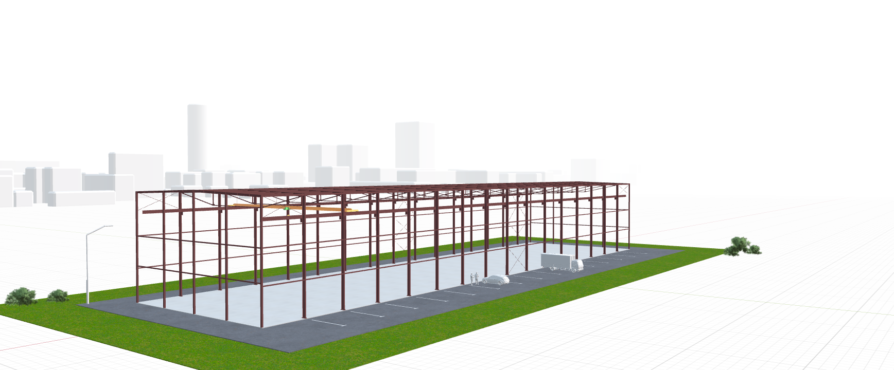 Каркас промышленного здания с кран-балкой, 2304 кв.м