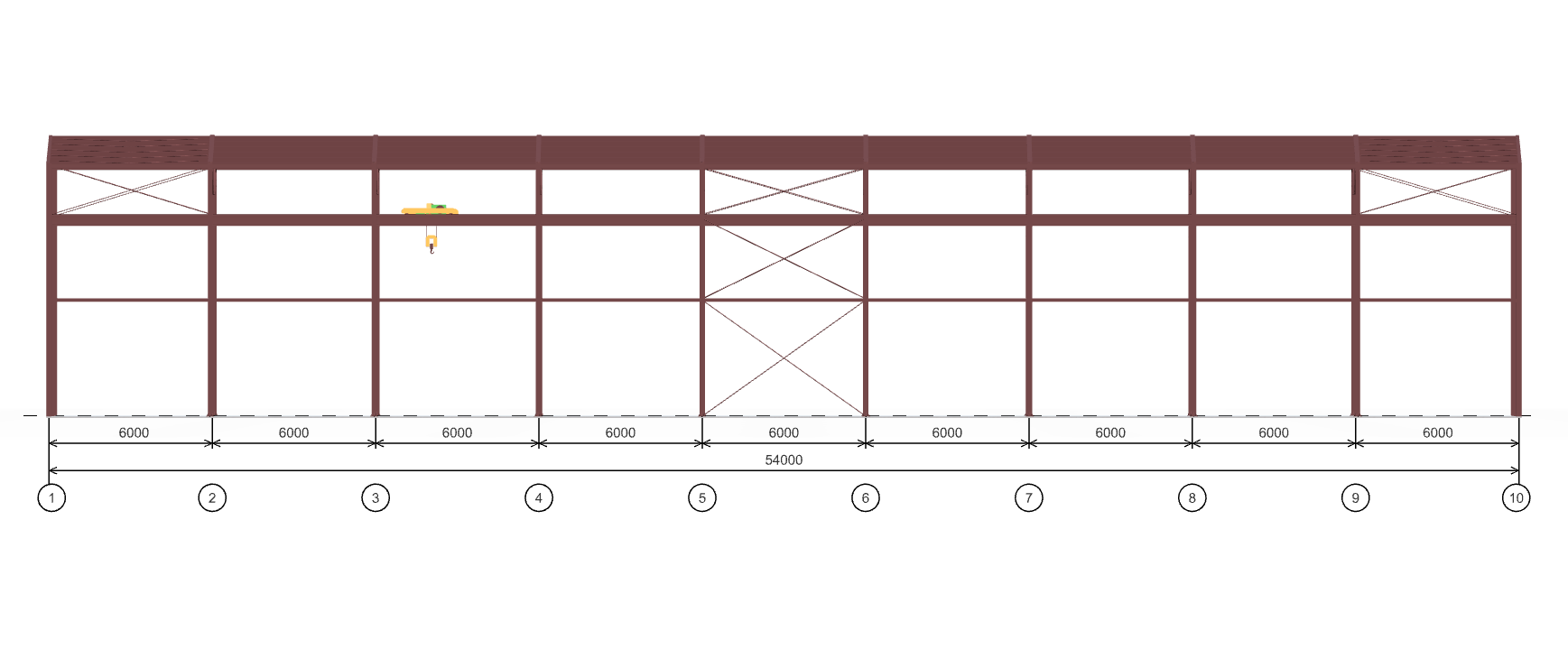 Каркас производственного цеха с кран-балкой, 1134 кв.м