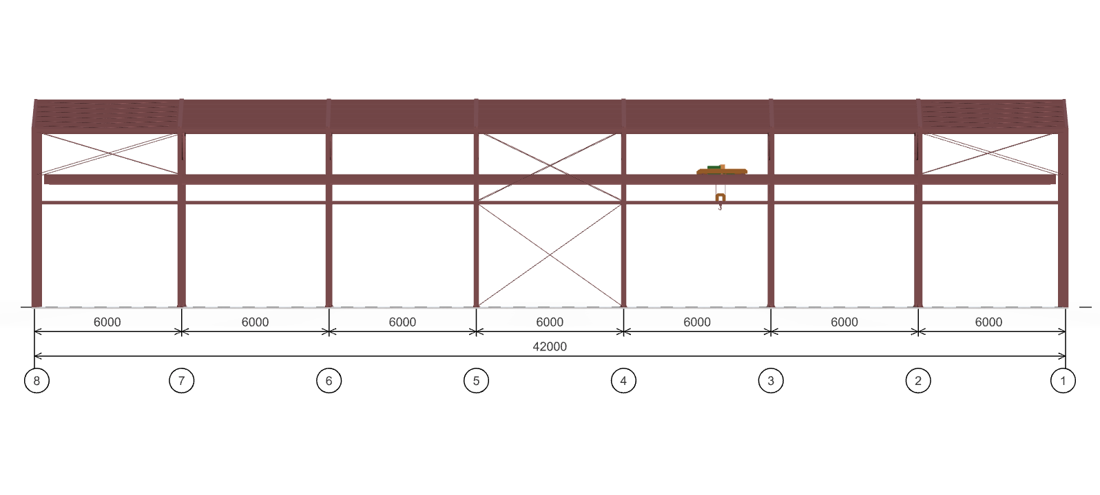 Каркас производственного здания с кран-балкой, 1008 кв.м