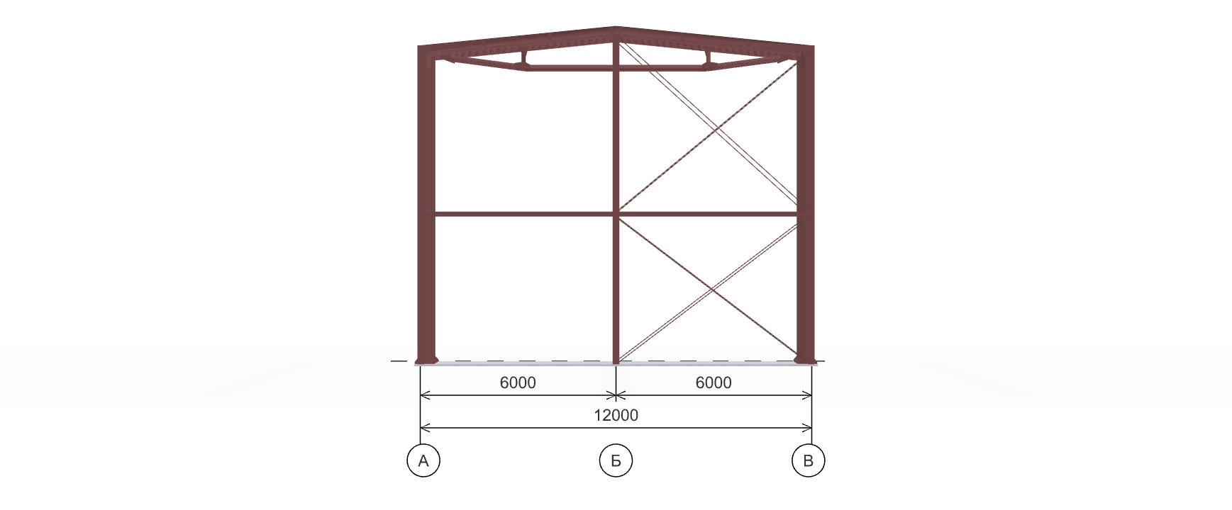 Каркас ангара для грузового транспорта, 648 кв.м