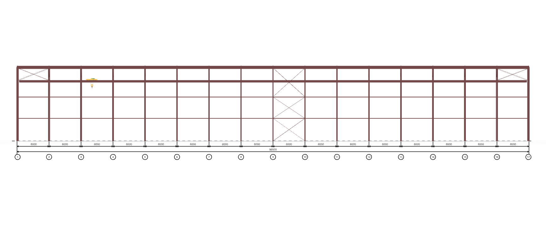 Каркас промышленного здания с кран-балкой, 2304 кв.м