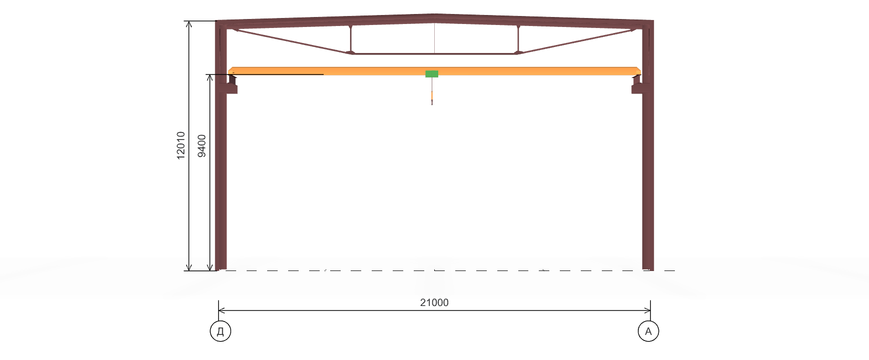 Производственное здание с кран-балкой, 1386 кв.м