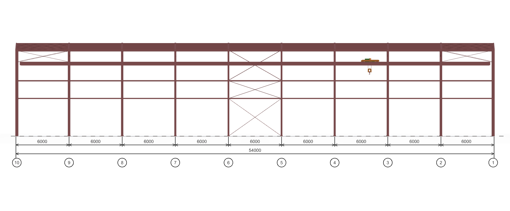 Каркас производственного здания с кран-балкой, 810 кв.м
