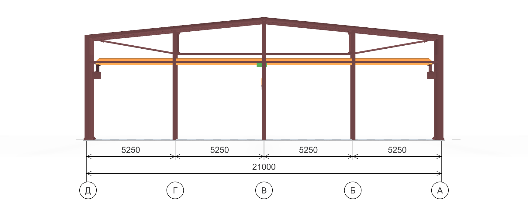 Каркас ангара с кран-балкой, 630 кв.м