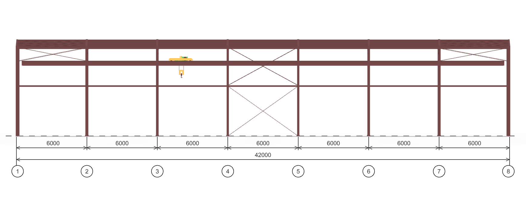 Каркас производственного здания с кран-балкой, 504 кв.м