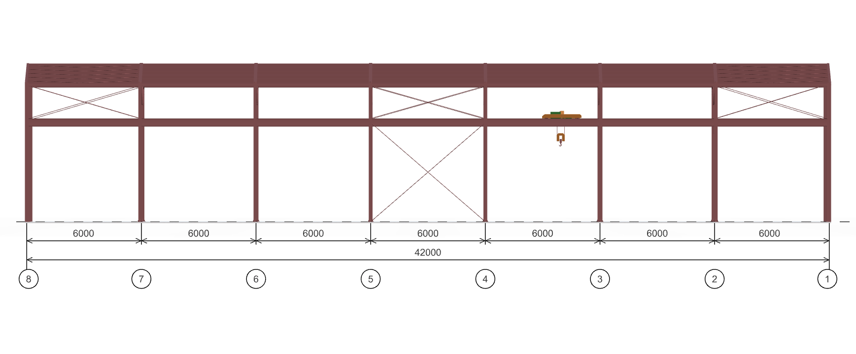 Каркас производственного здания с кран-балкой, 882 кв.м