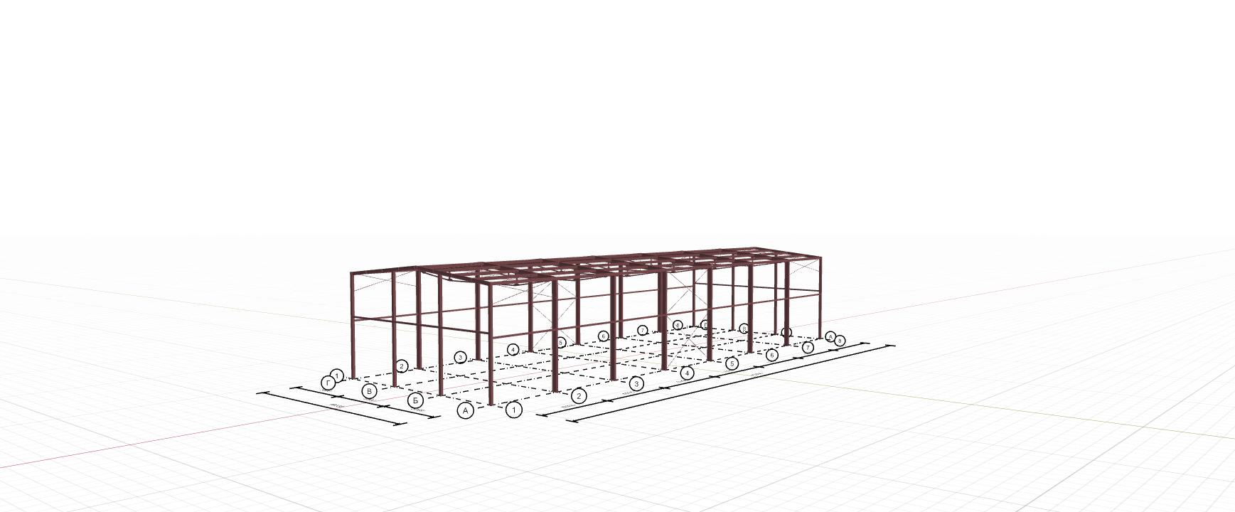 Каркас производственного цеха с кран-балкой, 630 кв.м