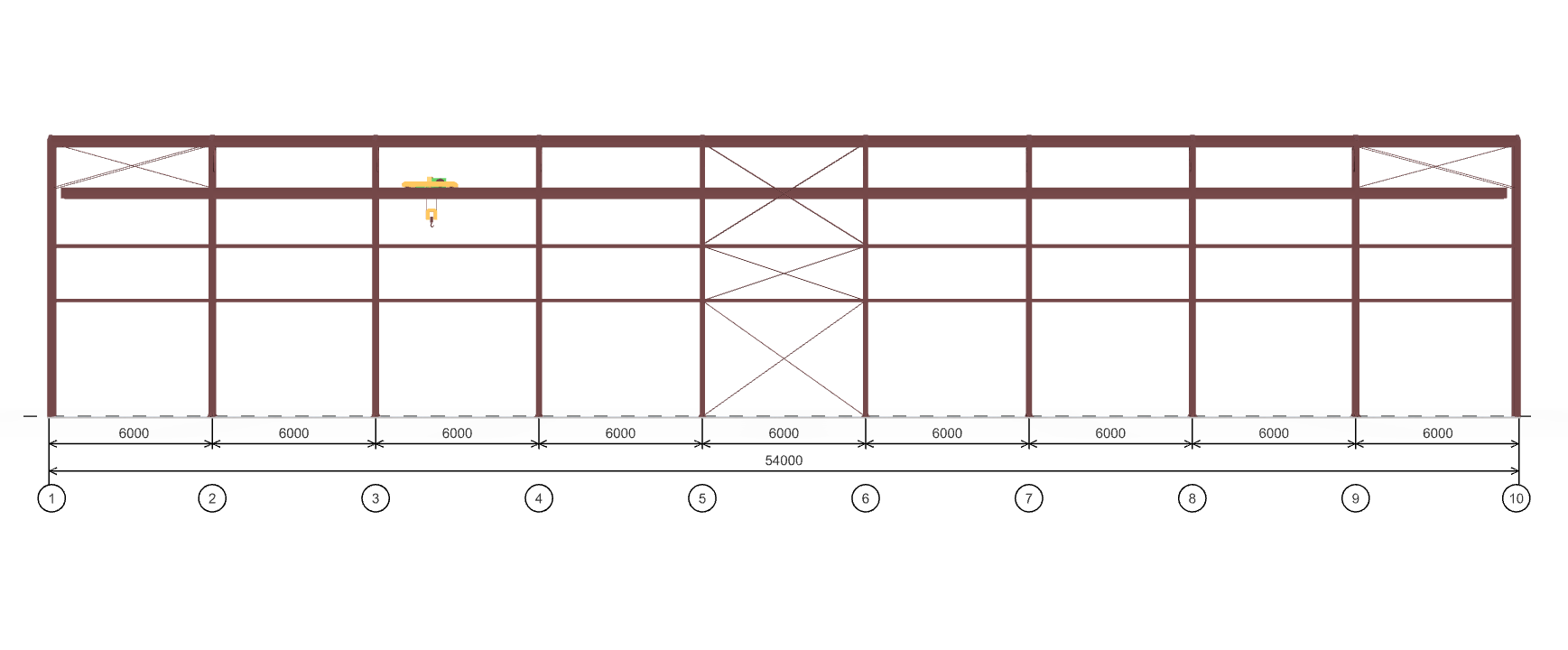 Каркас склада с кран-балкой, 810 кв.м