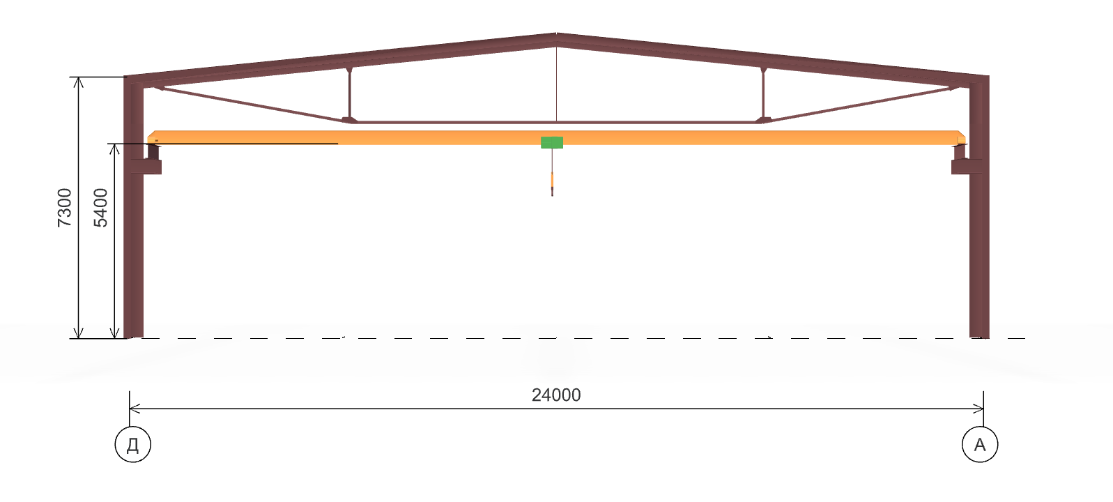 Каркас производственного здания с кран-балкой, 1008 кв.м