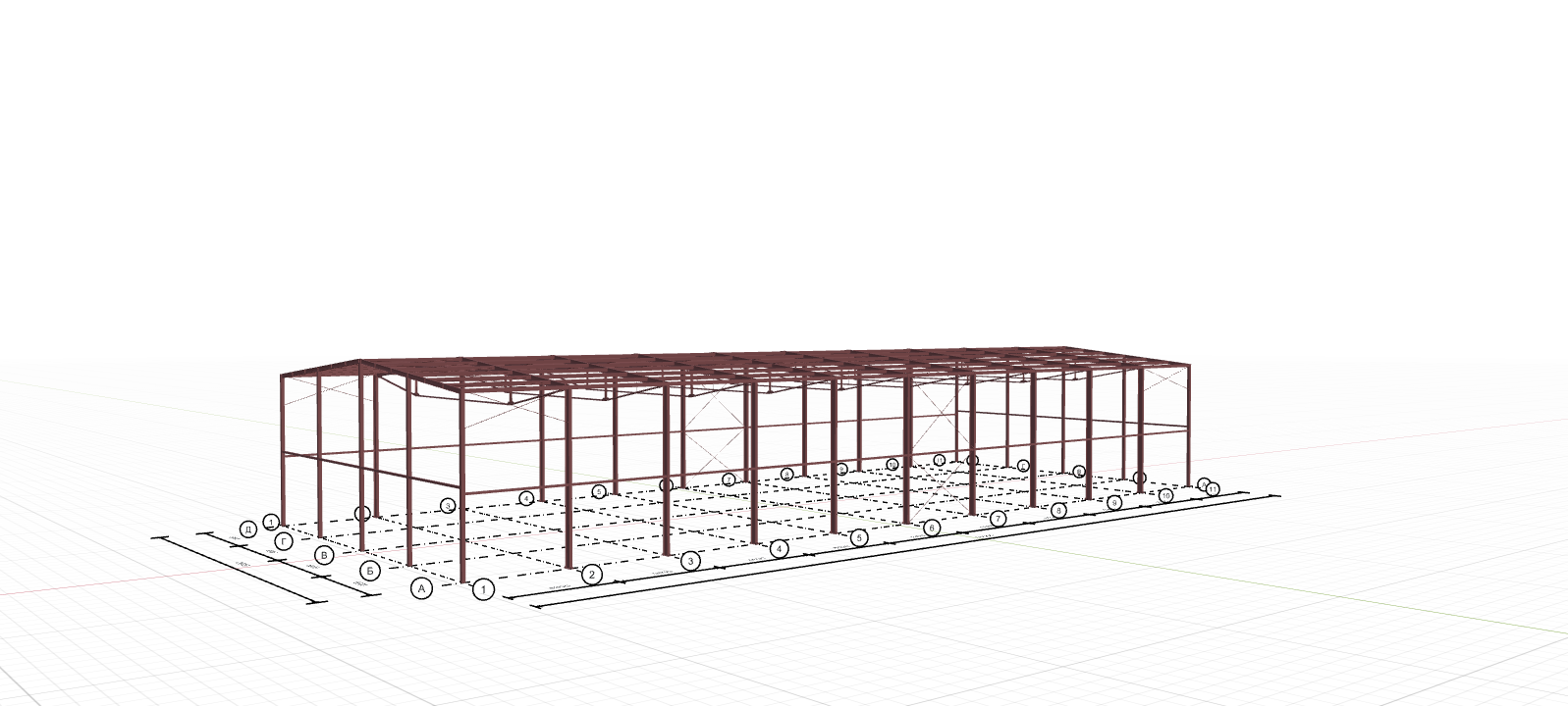 Каркас производственного цеха с кран-балкой, 1440 кв.м