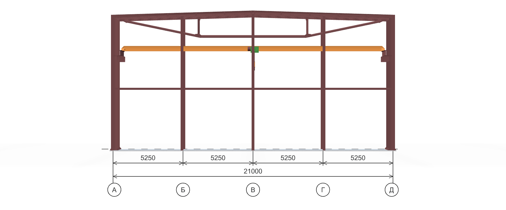 Каркас производственного здания с кран-балкой, 1134 кв.м