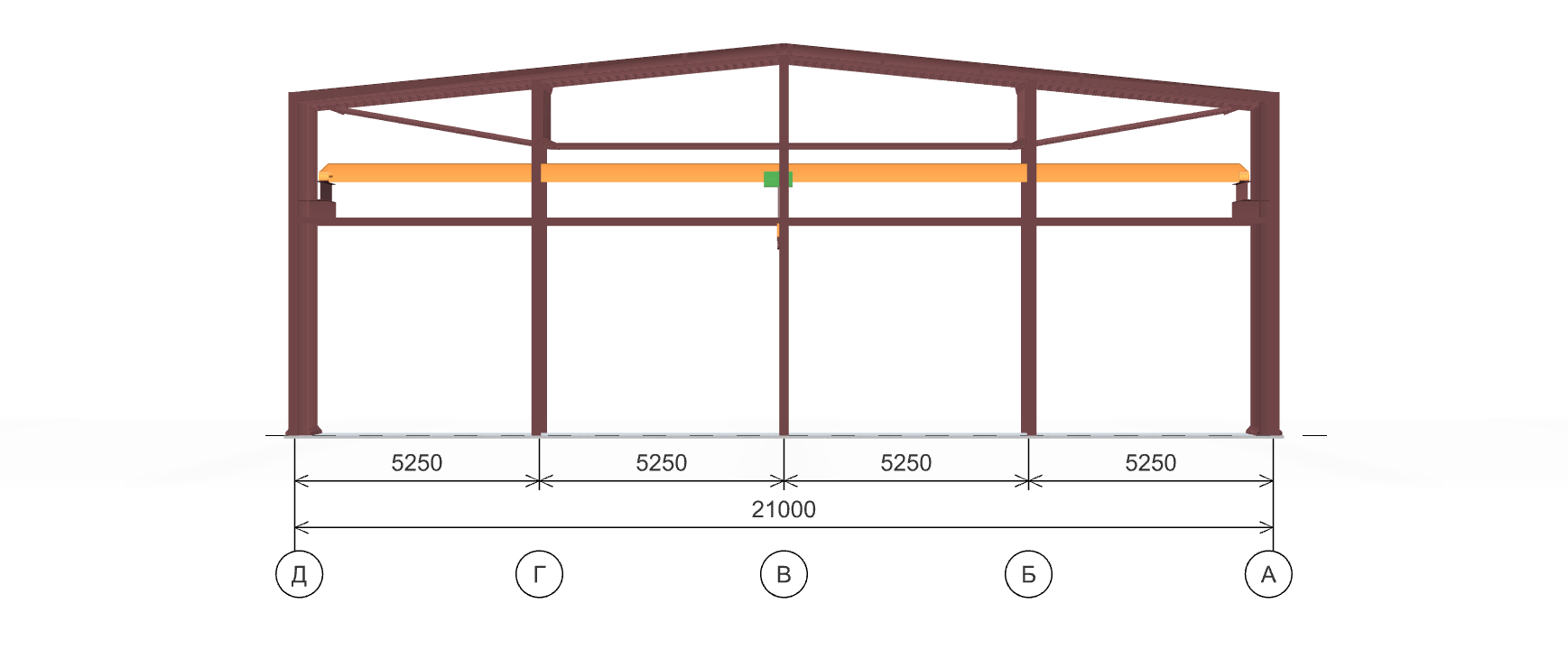 Каркас производственного здания с кран-балкой, 882 кв.м