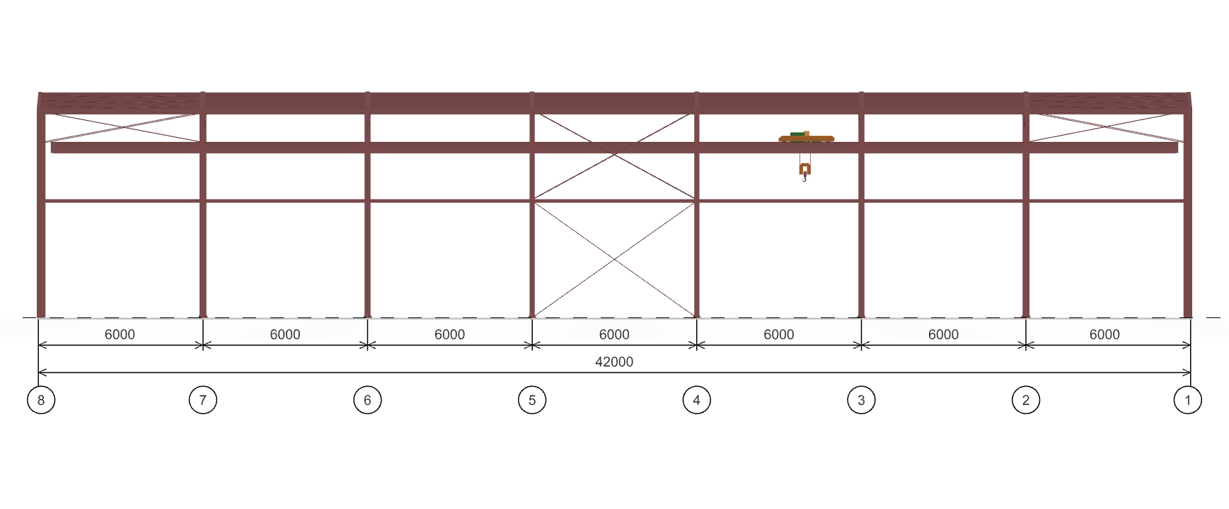 Каркас производственного здания с кран-балкой, 504 кв.м