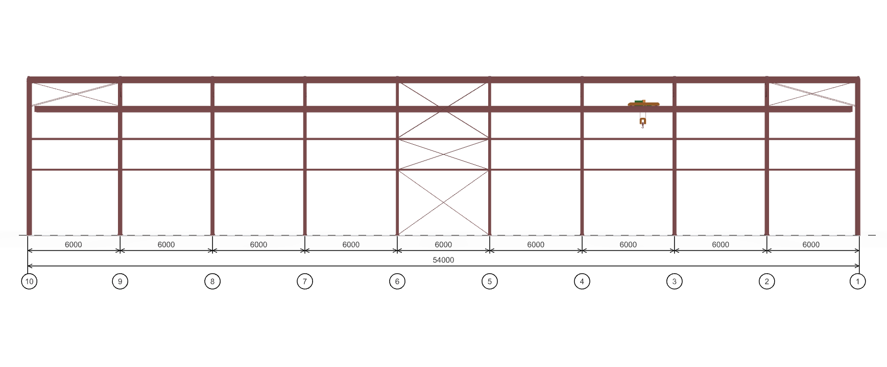 Каркас склада с кран-балкой, 810 кв.м