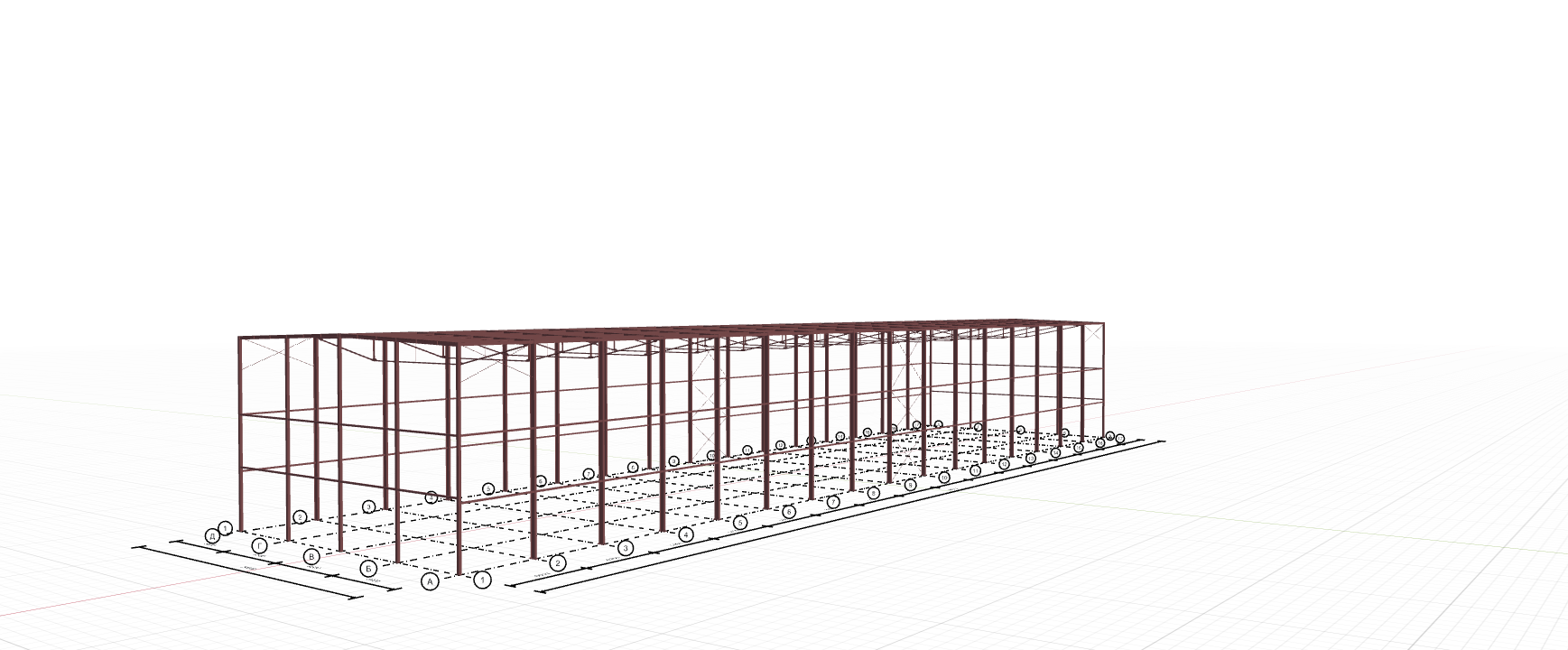 Каркас промышленного здания с кран-балкой, 2304 кв.м