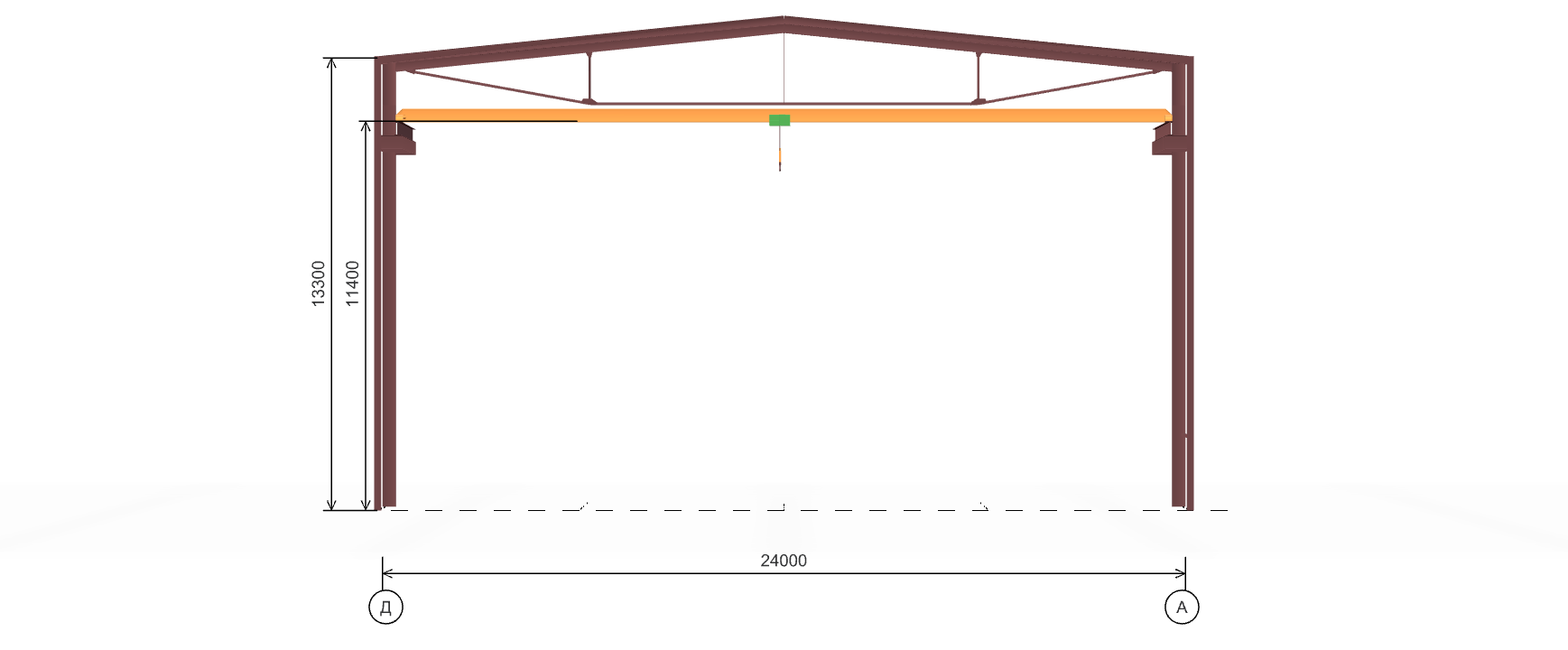 Холодный ангар с кран-балкой, 2304 кв.м
