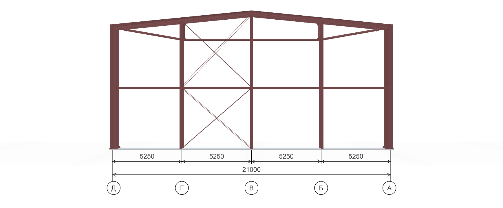 Каркас теплого ангара, 1134 кв.м