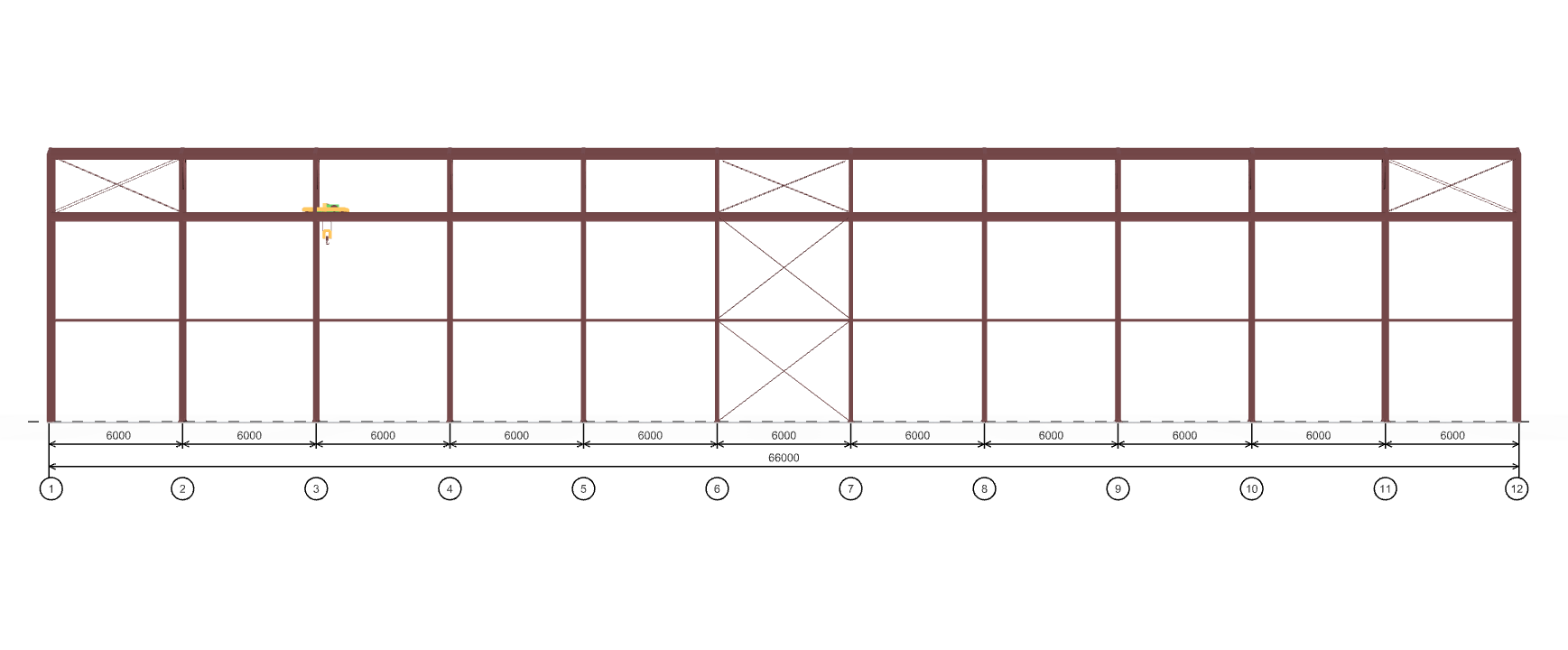 Каркас производственного цеха с кран-балкой, 1386 кв.м
