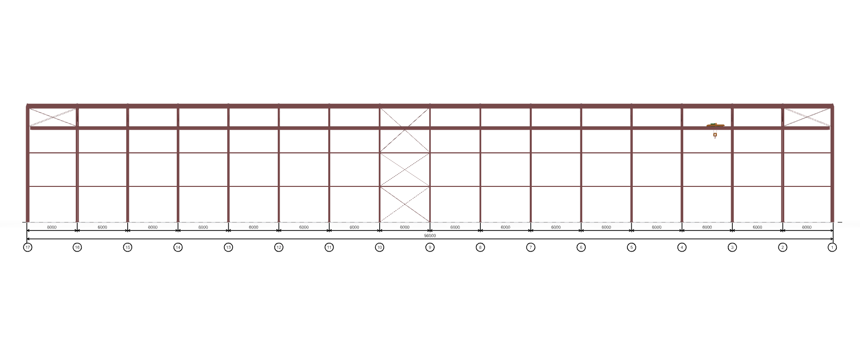 Каркас промышленного здания с кран-балкой, 2304 кв.м