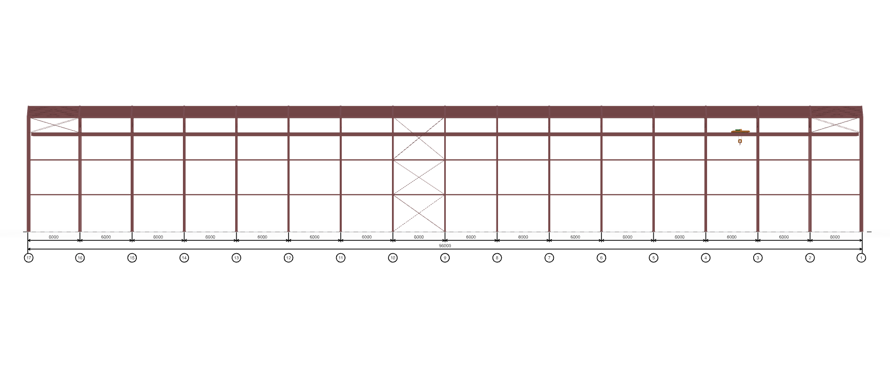 Каркас производственного цеха с кран-балкой, 2304 кв.м