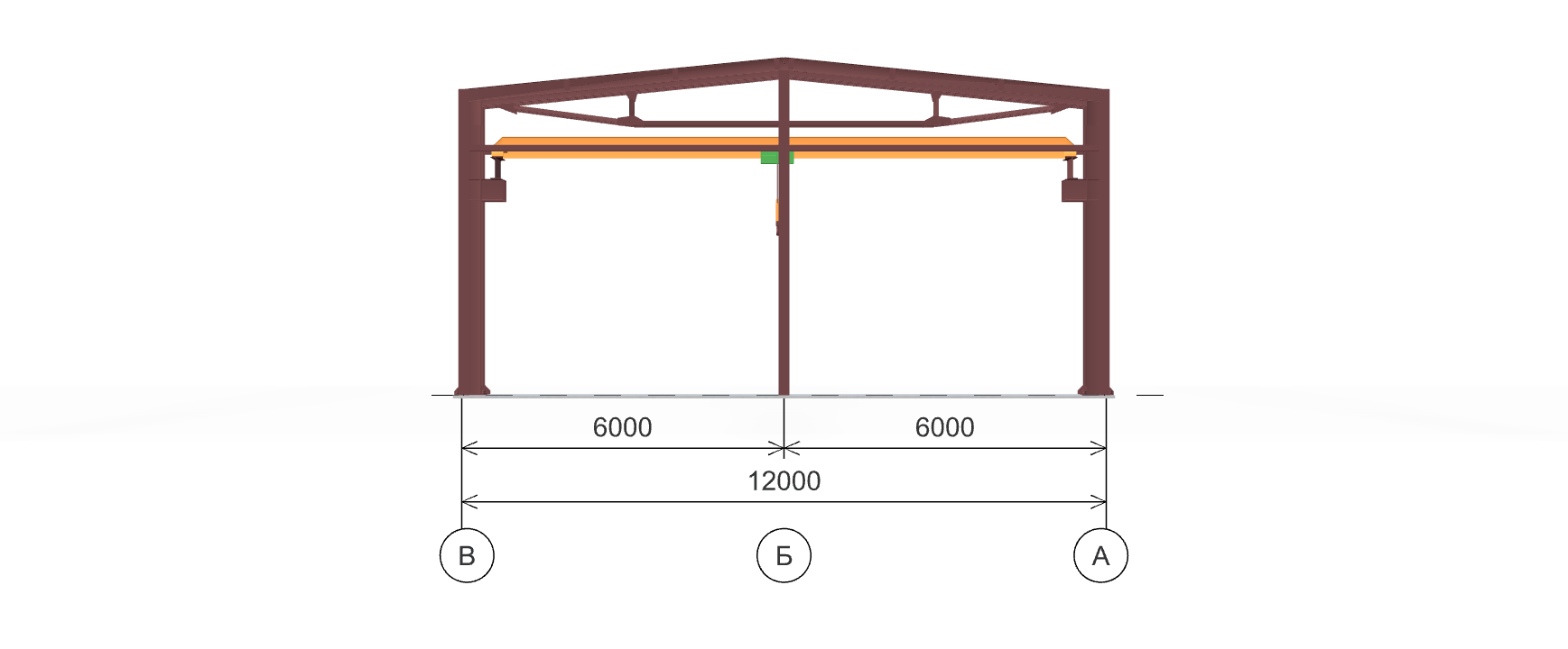 Каркас производственного здания с кран-балкой, 360 кв.м