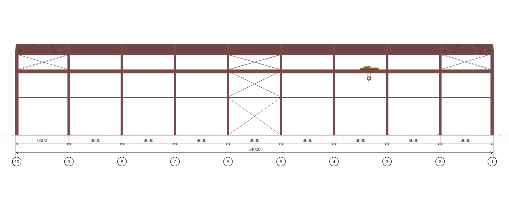 Каркас производственного цеха с кран-балкой, 1134 кв.м