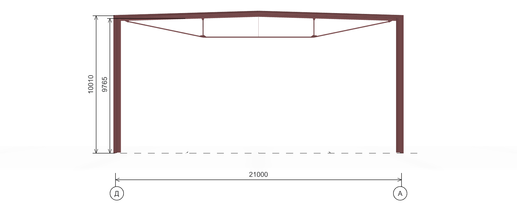 Каркас ангара для грузового транспорта, 1134 кв.м