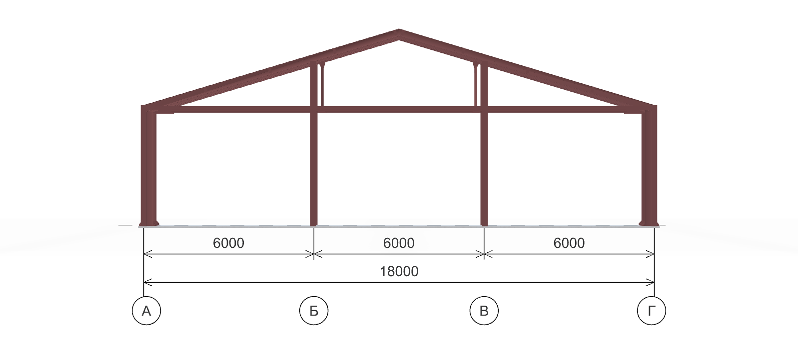 Каркас ангара для КРС, 540 кв.м