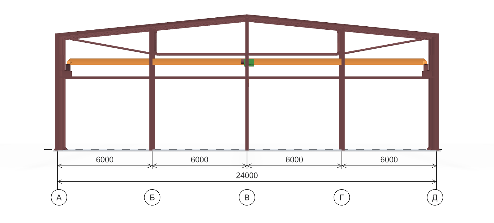Каркас производственного здания с кран-балкой, 1008 кв.м