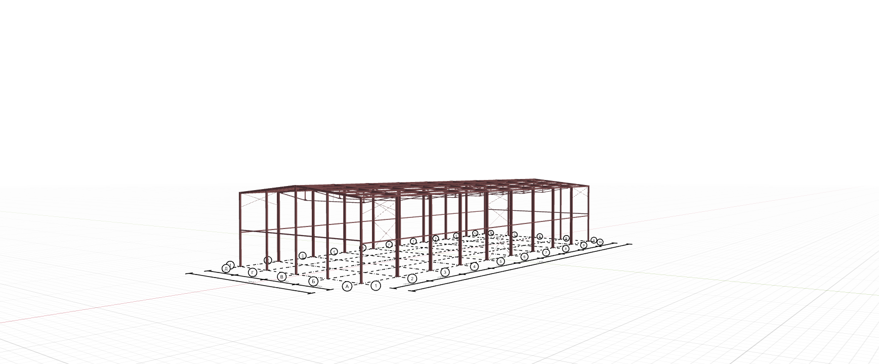 Каркас производственного цеха с кран-балкой, 1134 кв.м