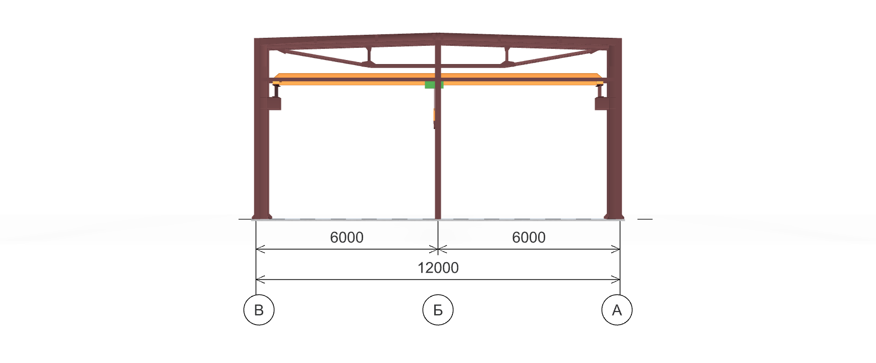 Каркас производственного цеха с кран-балкой, 360 кв.м