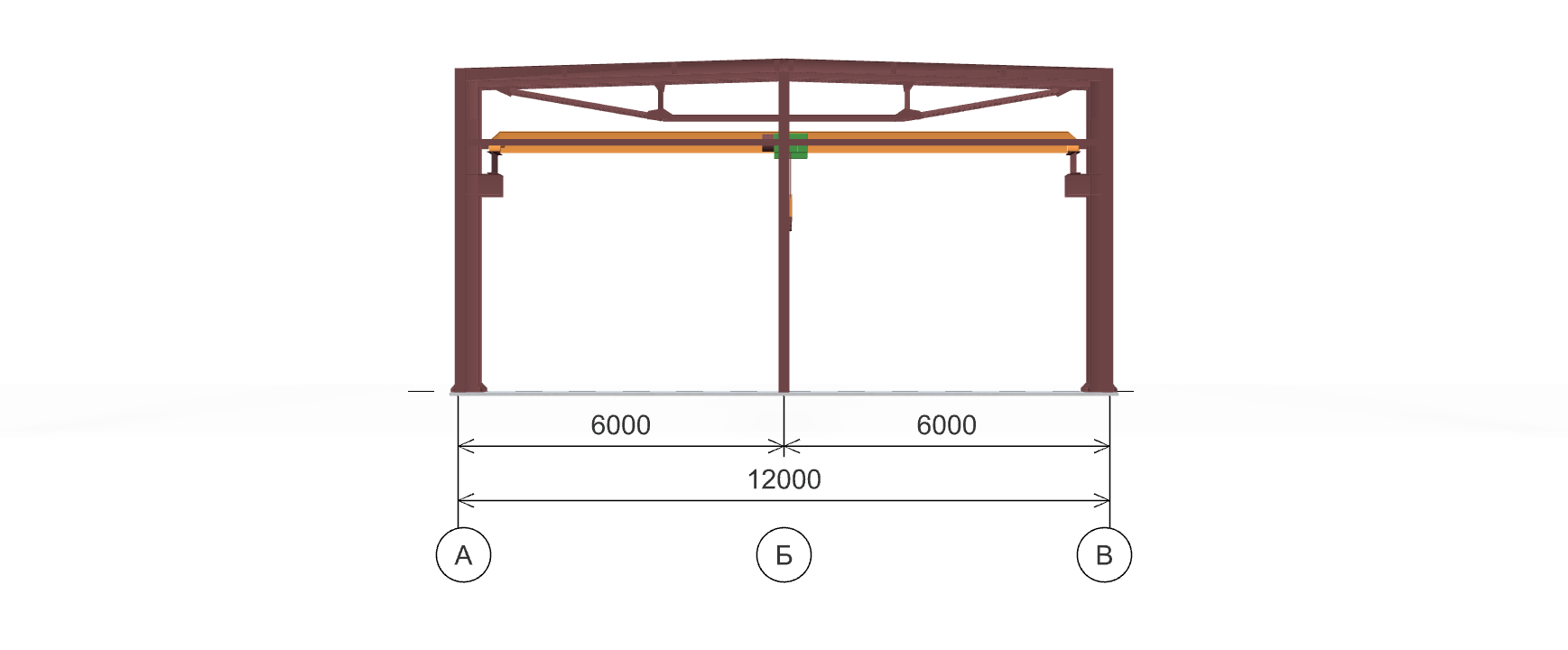 Каркас производственного цеха с кран-балкой, 360 кв.м