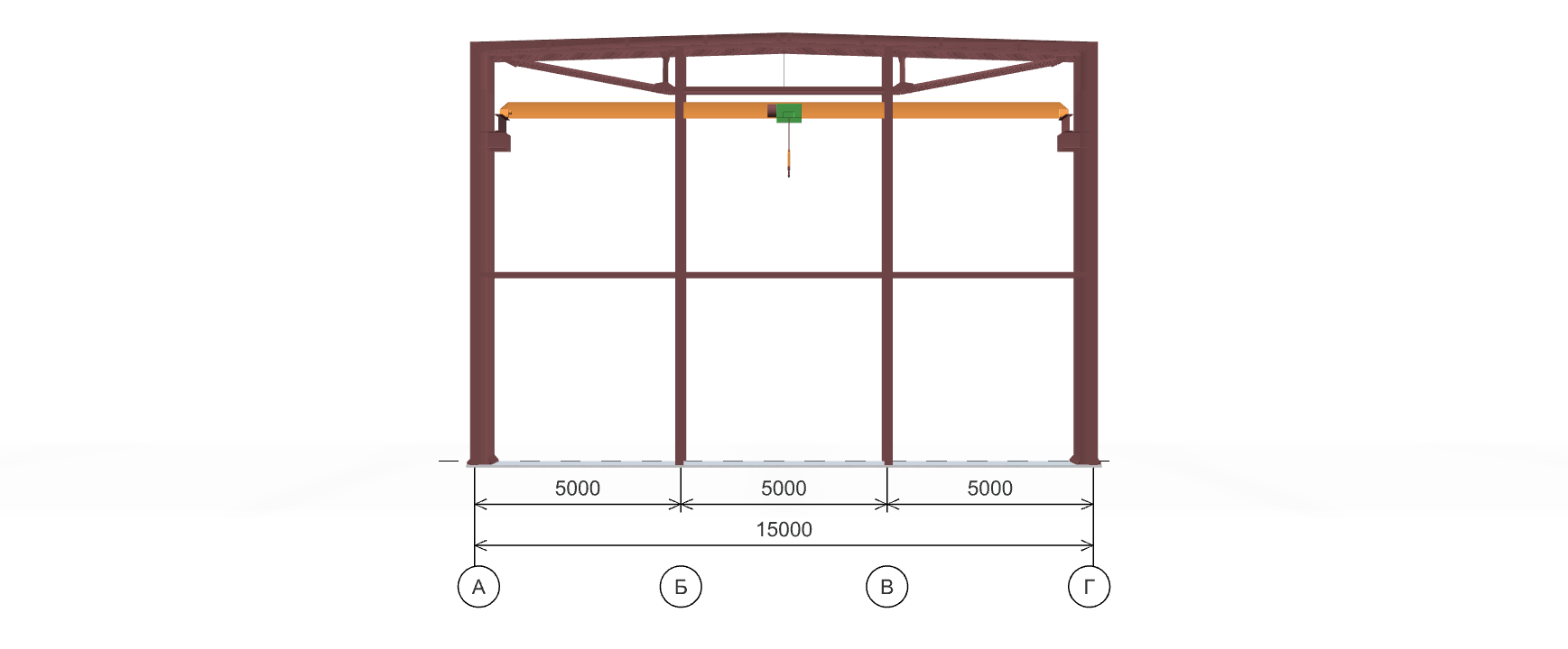Каркас склада с кран-балкой, 810 кв.м