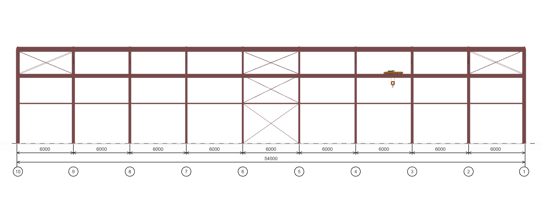 Каркас производственного здания с кран-балкой, 1134 кв.м
