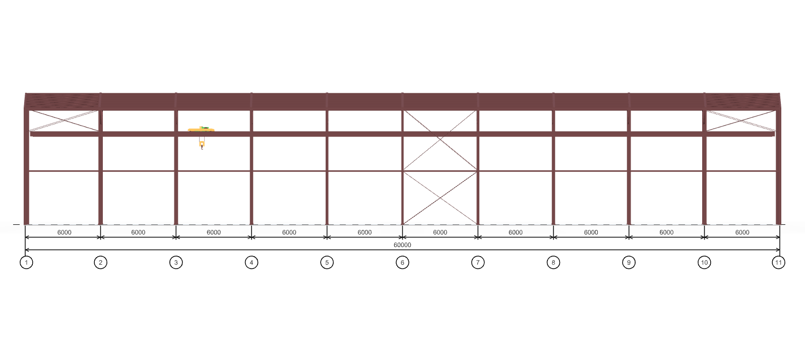 Каркас производственного цеха с кран-балкой, 1440 кв.м